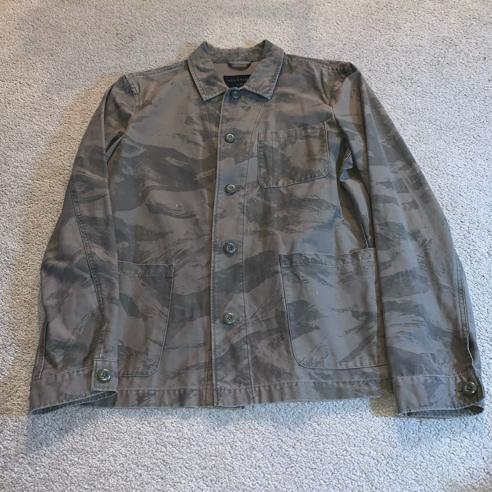 All saints men’s L camo button up jacket
